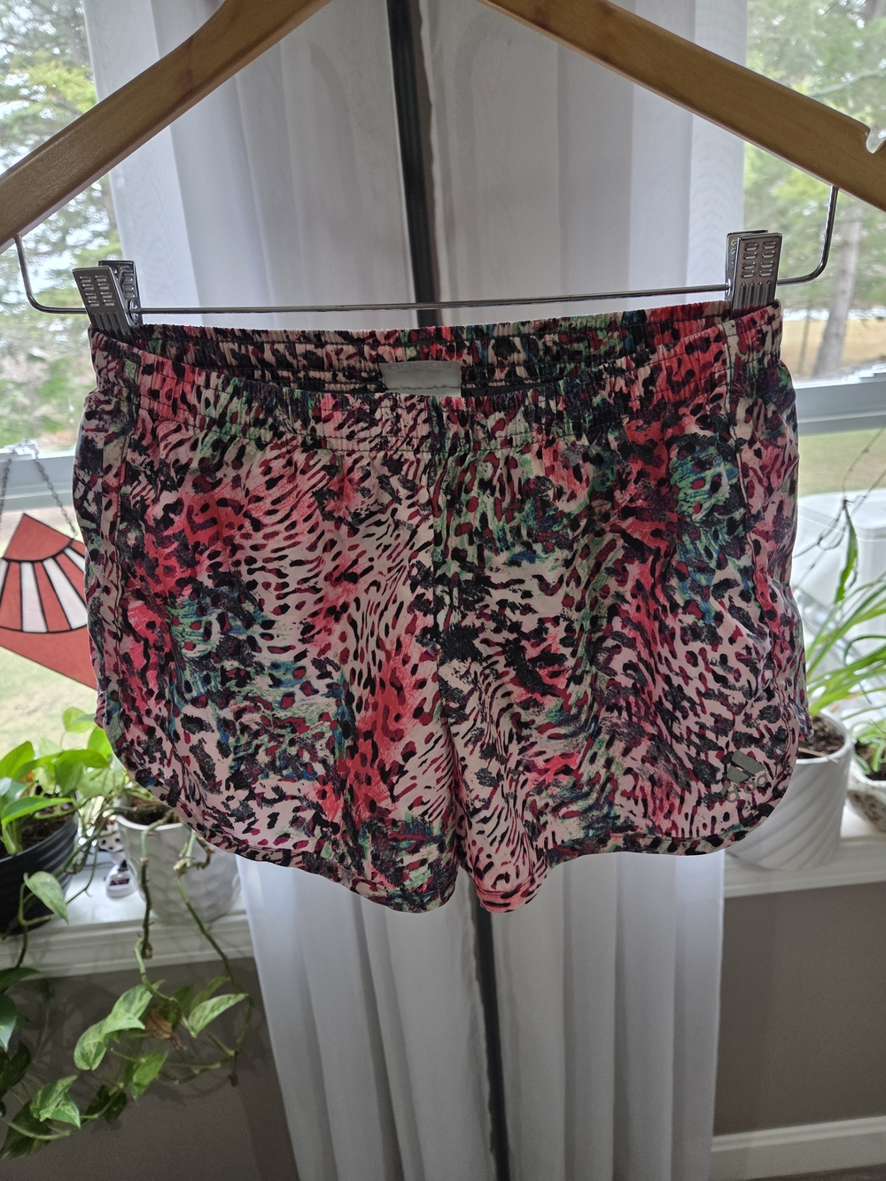 Adidas Girl's Pink Multi-Color Printed Athletic Shorts
